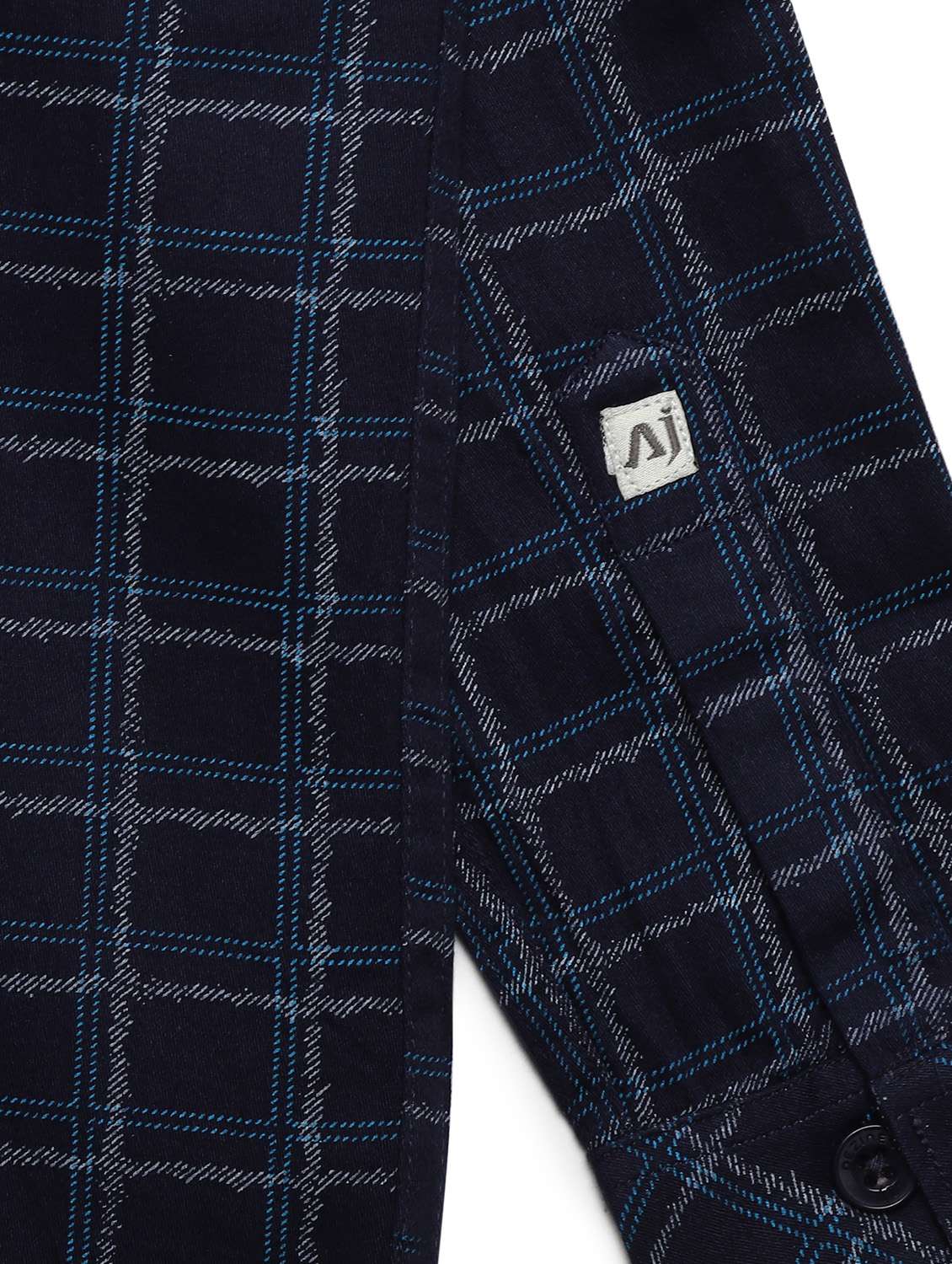 navy blue checkered long sleeves shirt - 20362453 -  Standard Image - 3