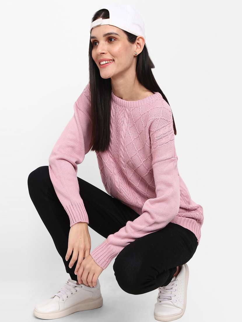 women's mauve cotton wool pullover - 20362837 -  Standard Image - 3