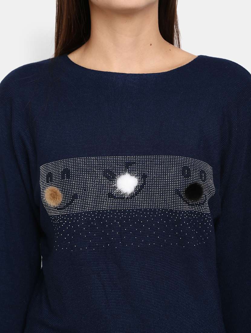 navy blue cotton wool pullover - 20362840 - Standard Image - 5
