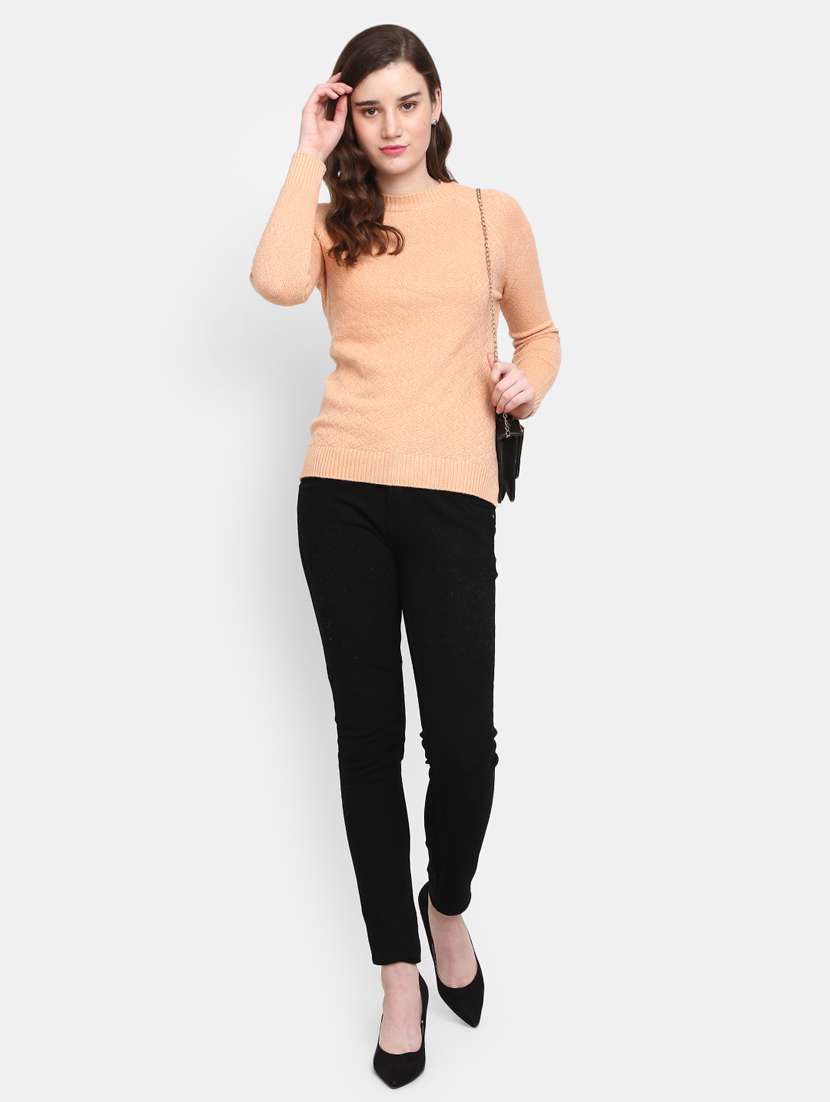 women peach cotton wool pullover - 20362846 - Standard Image - 3
