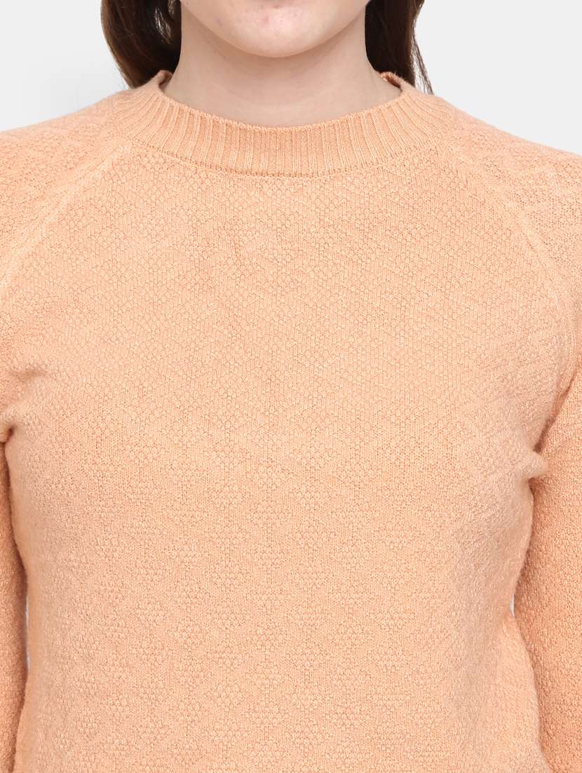 women peach cotton wool pullover - 20362846 - Standard Image - 5