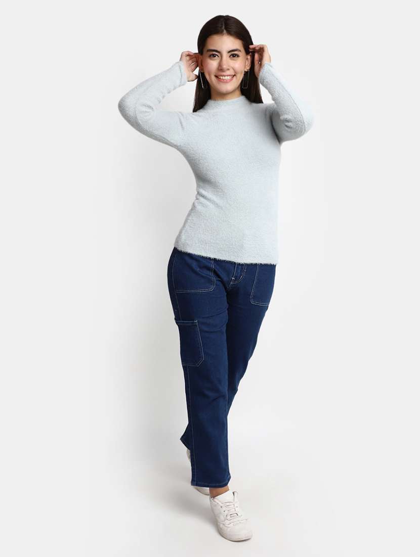 women light blue cotton wool pullover - 20362861 -  Standard Image - 3