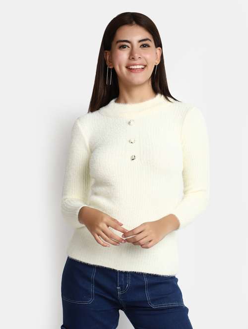 women cream cotton wool pullover - 20362862 -  Standard Image - 0