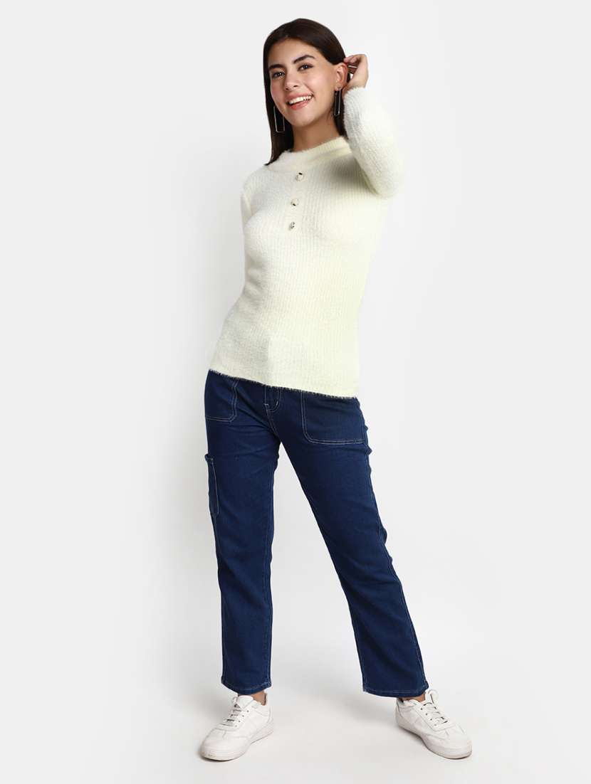 women cream cotton wool pullover - 20362862 -  Standard Image - 3