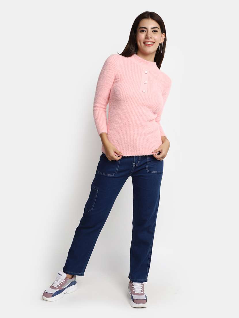 women pink cotton wool pullover - 20362863 - Standard Image - 3