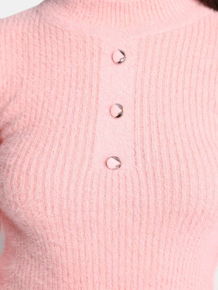 women pink cotton wool pullover - 20362863 - Standard Image - 5