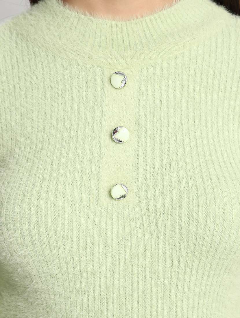 women light green cotton wool pullover - 20362864 -  Standard Image - 5