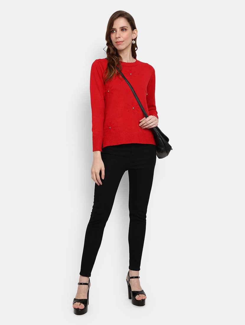 women red cotton wool pullover - 20362869 -  Standard Image - 3