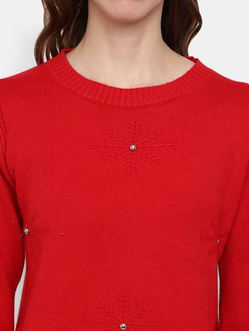 women red cotton wool pullover - 20362869 -  Standard Image - 5