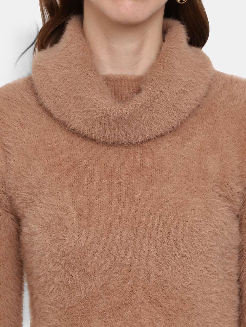 women's brown turtle neck pullover - 20362902 -  Standard Image - 5