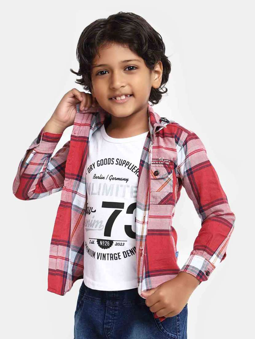 boys red 100% cotton shirt