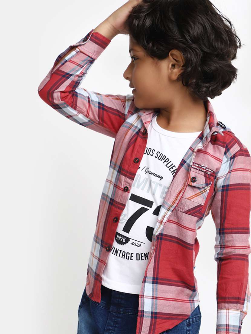 boys red 100% cotton shirt - 20362909 -  Standard Image - 3