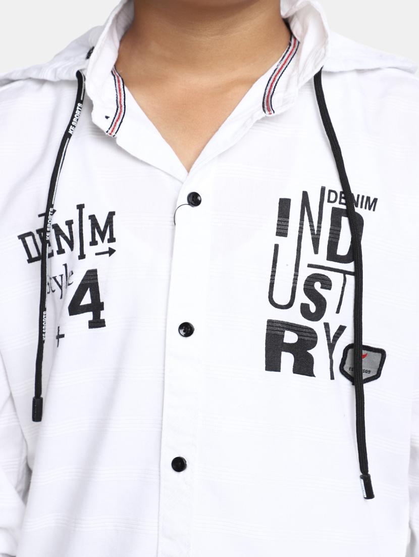 boys white cotton hooded shirt - 20362918 - Standard Image - 5