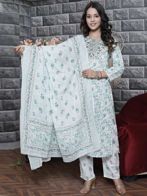 white colored kurta pant set - 20363914 -  Standard Image - 0