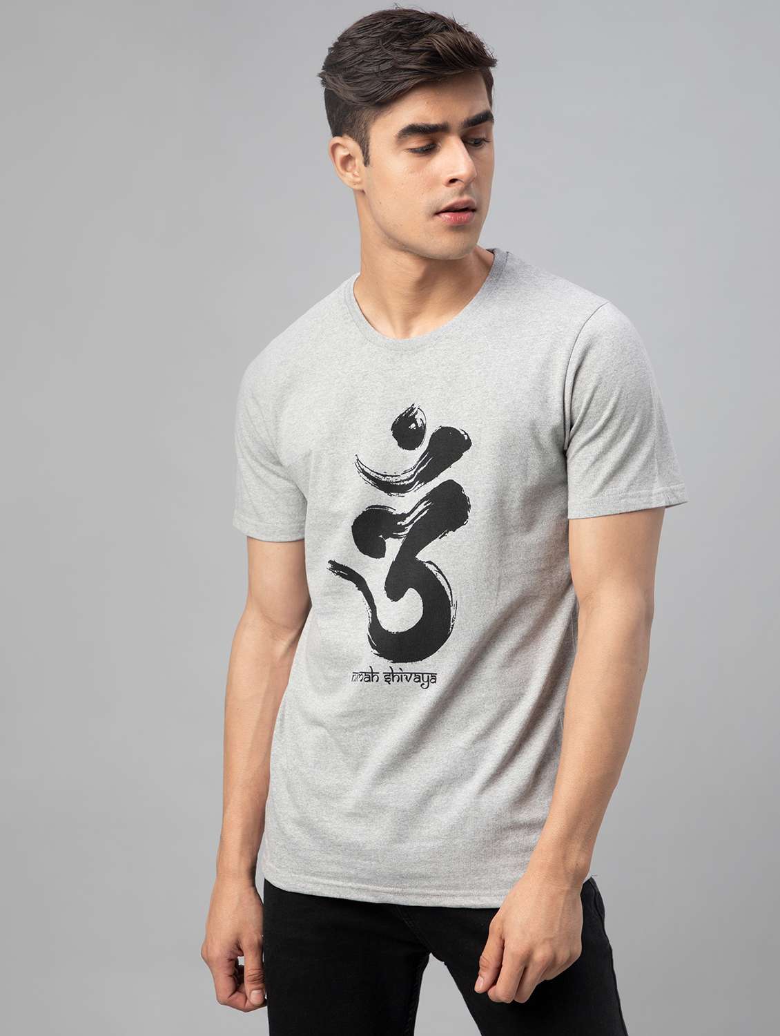 grey printed short sleeve t-shirt - 20366367 -  Standard Image - 3