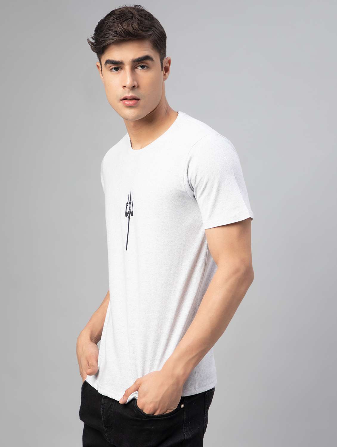 grey printed short sleeve t-shirt - 20366372 -  Standard Image - 3