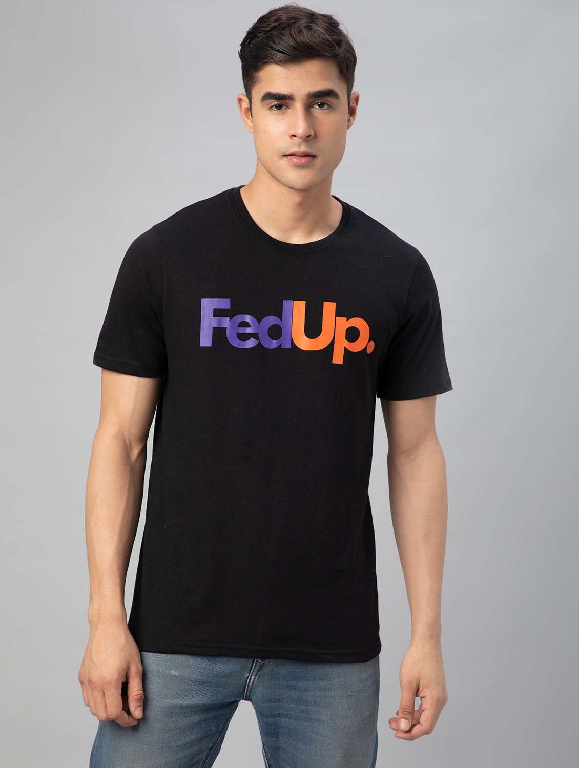 black printed short sleeve t-shirt