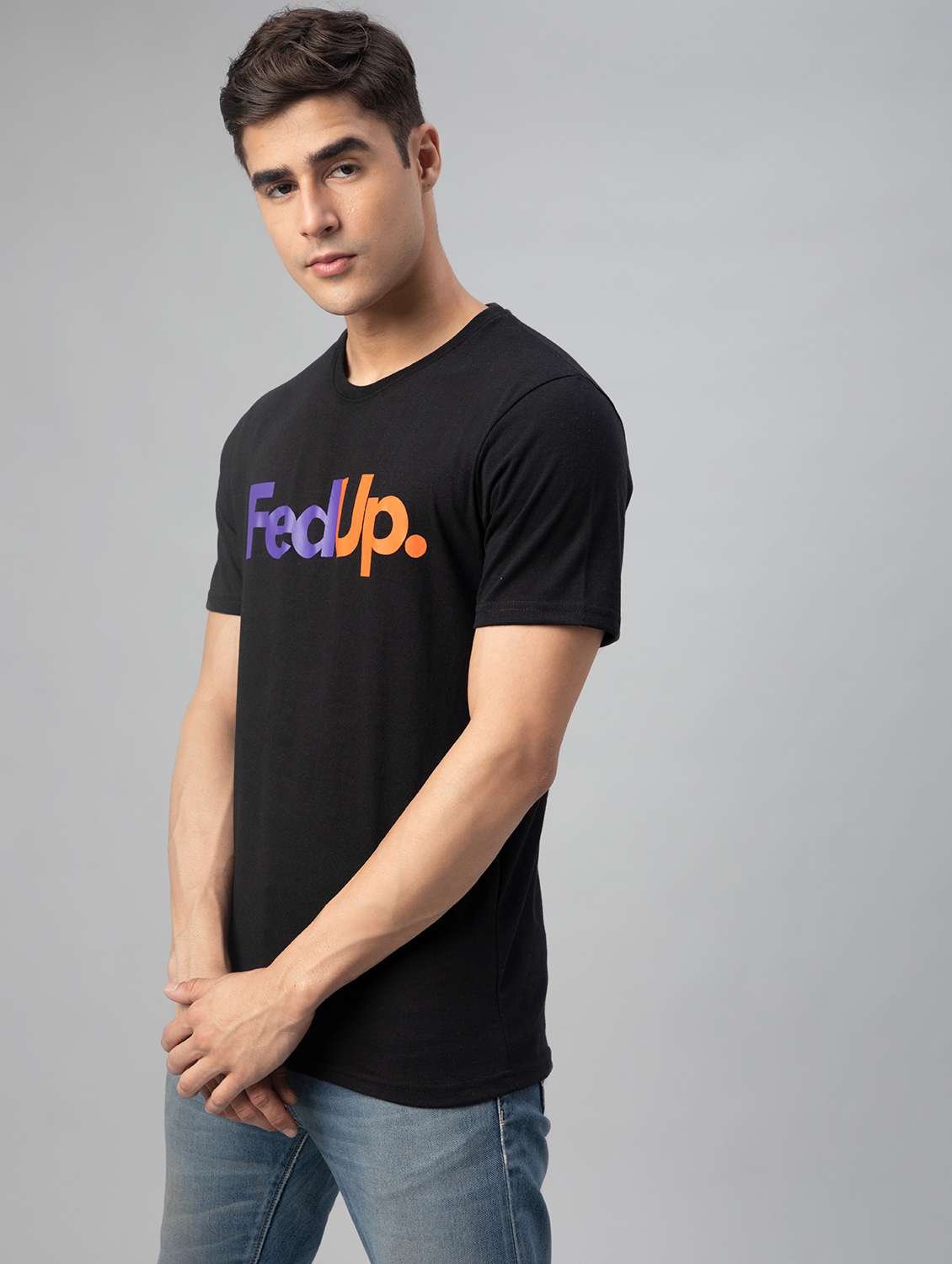 black printed short sleeve t-shirt - 20366488 -  Standard Image - 3