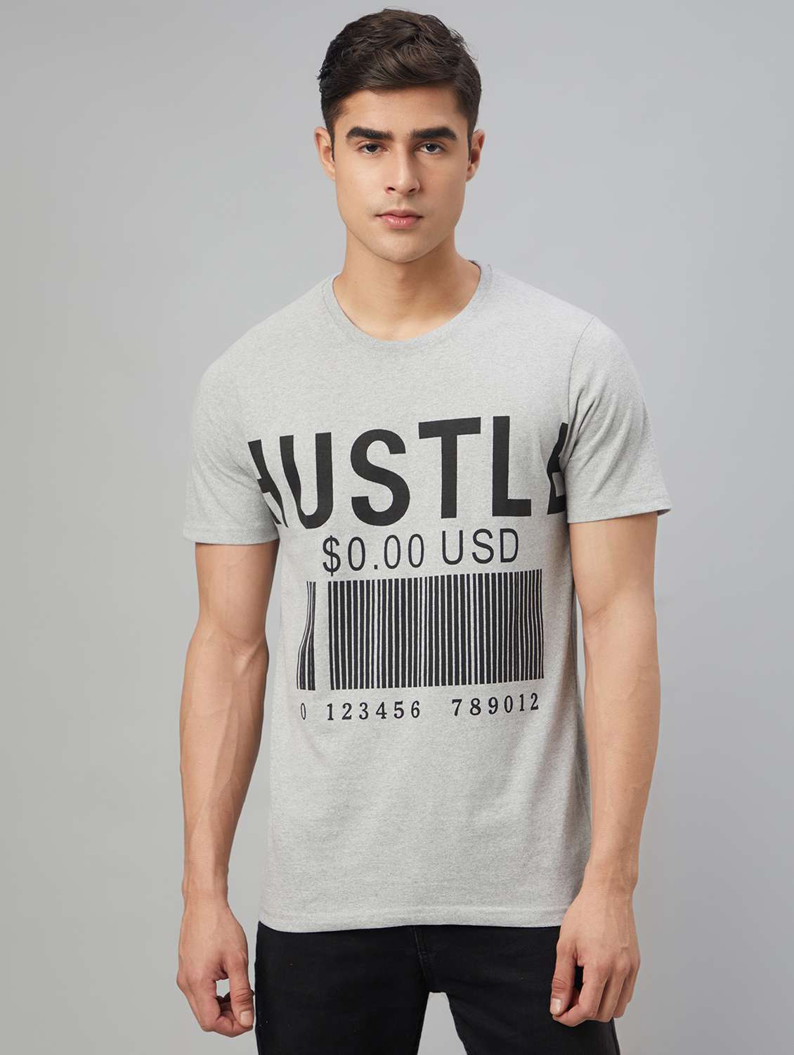 men round neck front print t-shirt