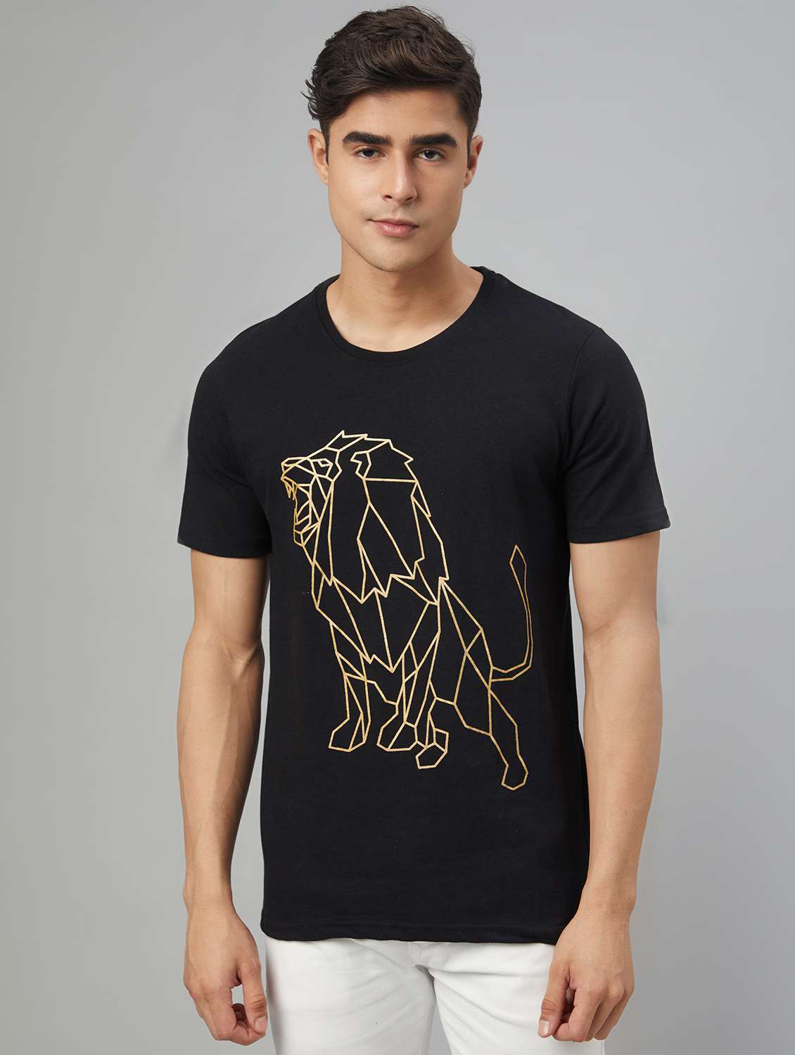 black printed short sleeve t-shirt