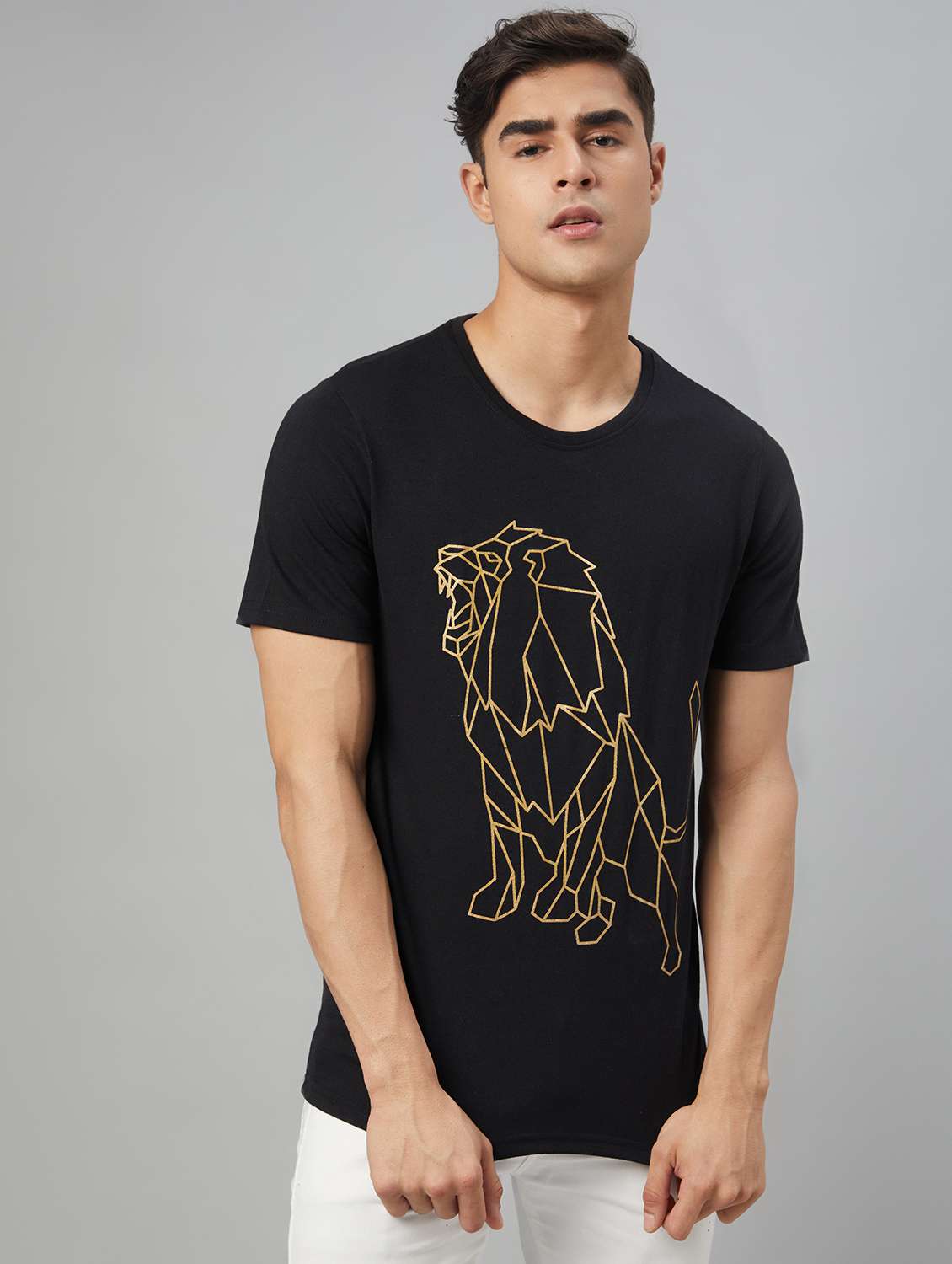 black printed short sleeve t-shirt - 20367082 -  Standard Image - 3