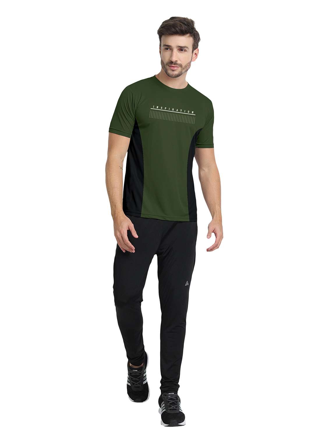 men round neck color block sports t-shirt - 20367202 -  Standard Image - 3