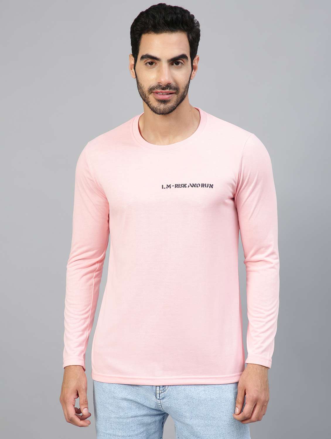 pink placement print long sleeve t-shirt