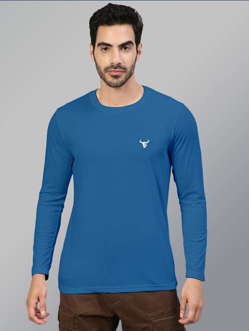 blue solid long sleeve t-shirt - 20367240 -  Standard Image - 0