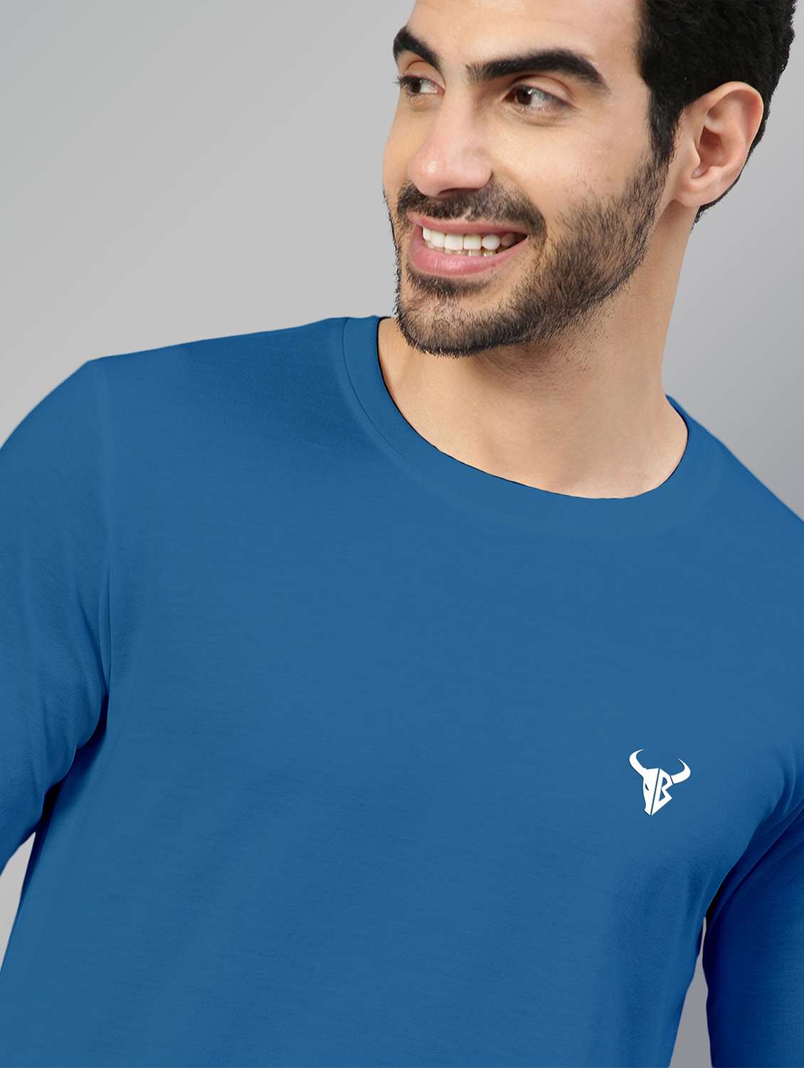 blue solid long sleeve t-shirt - 20367240 -  Standard Image - 3