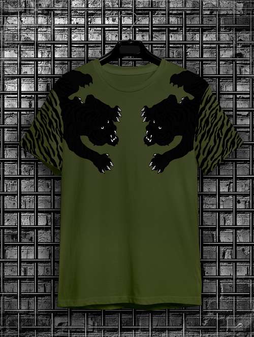 olive printed short sleeve t-shirt - 20367251 -  Standard Image - 0