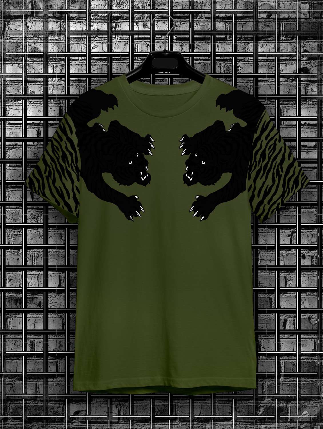 olive printed short sleeve t-shirt