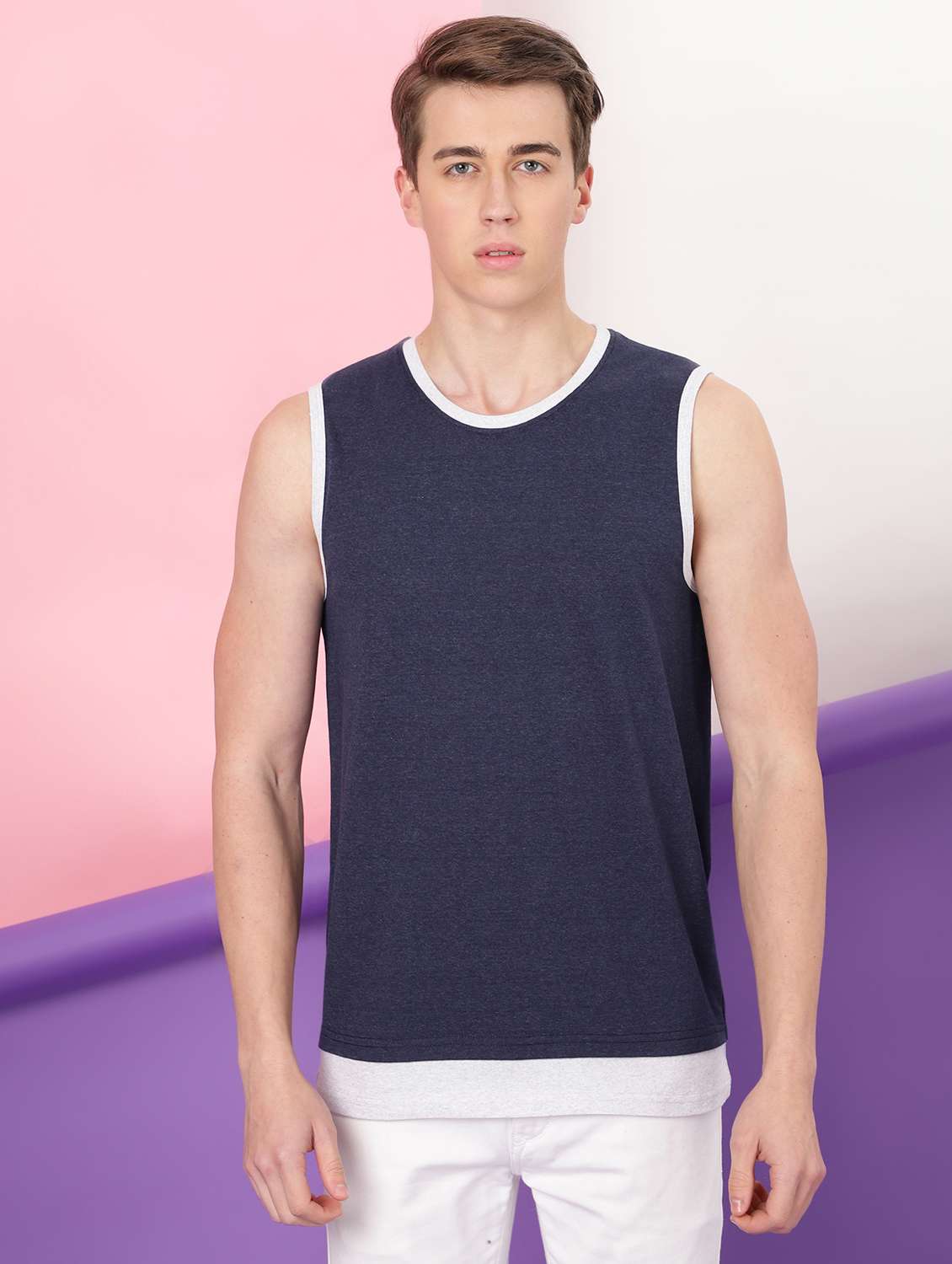 navy blue cotton vest