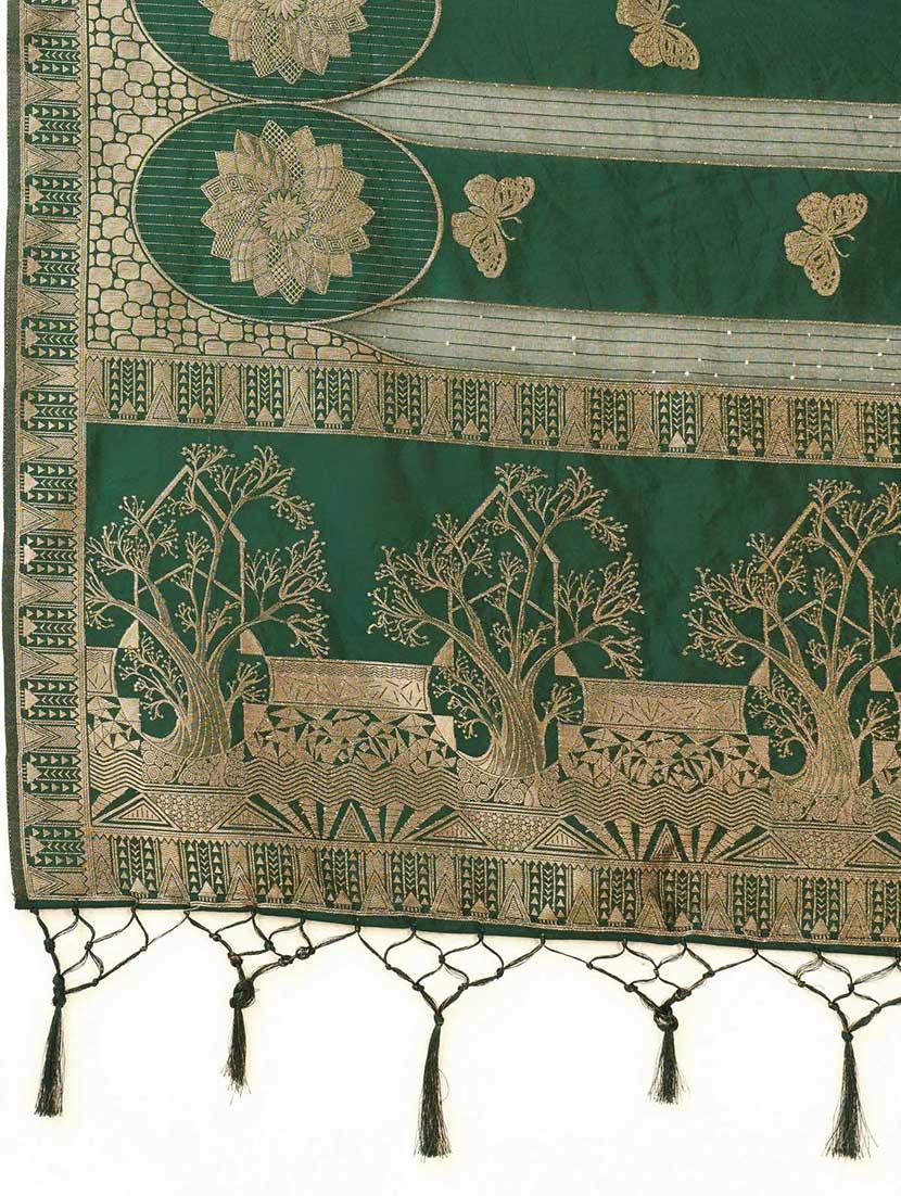 green colored banarasi saree with blouse - 20367458 - Standard Image - 5