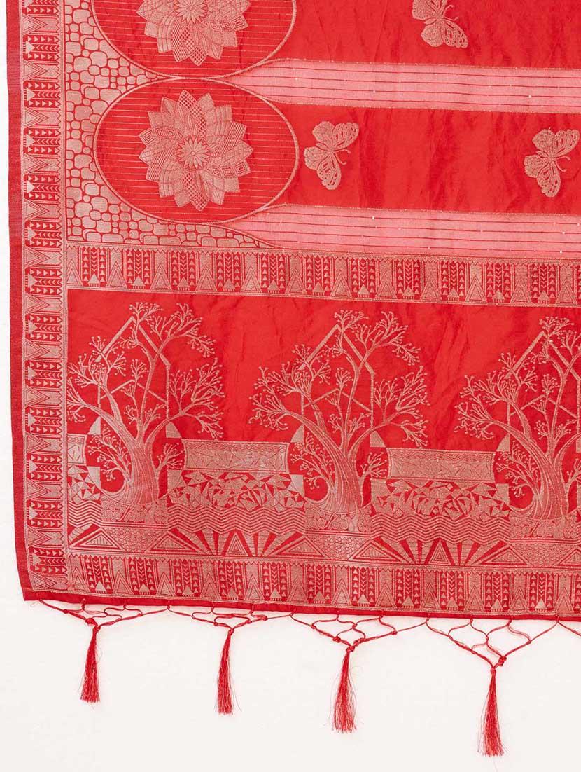 red colored banarasi saree with blouse - 20367460 - Standard Image - 5