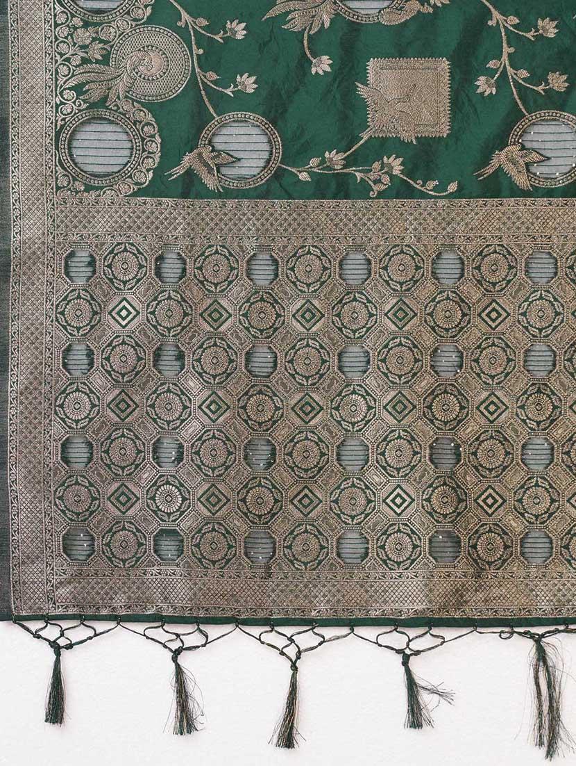 green colored banarasi saree - 20367464 - Standard Image - 5
