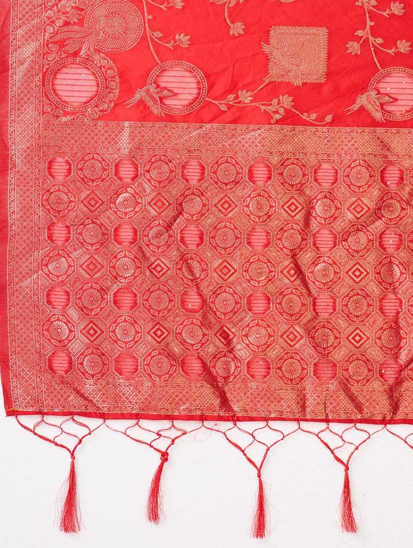 red colored banarasi  saree with blouse - 20367466 -  Standard Image - 5
