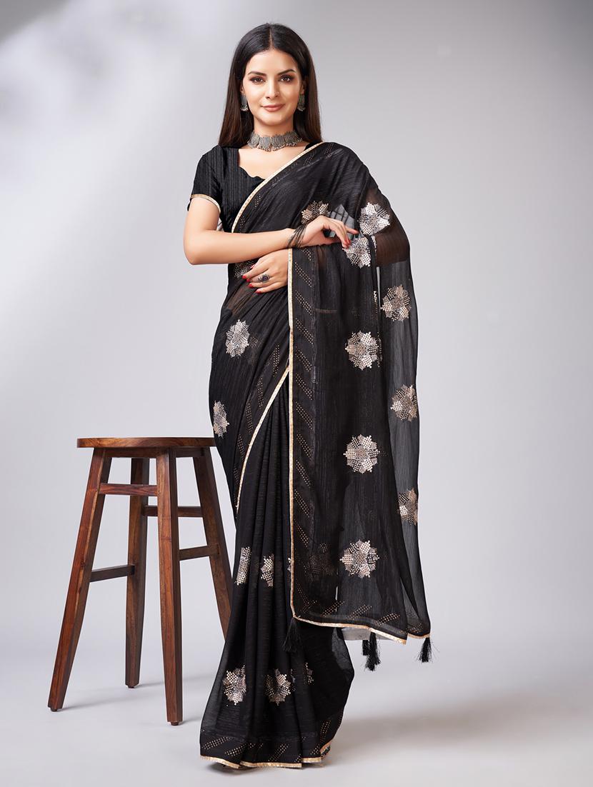 black colored embellished  saree with blouse - 20367470 -  Zoom Image - 0