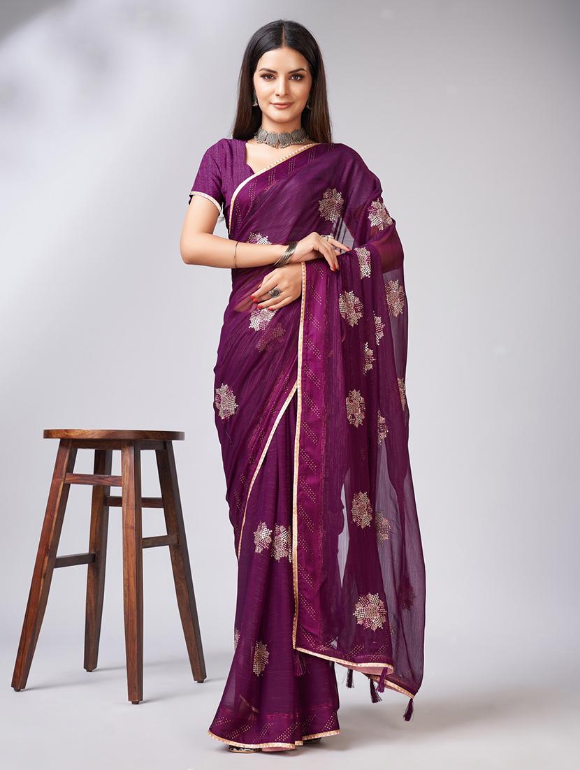 purple colored embellished  saree - 20367475 -  Zoom Image - 0