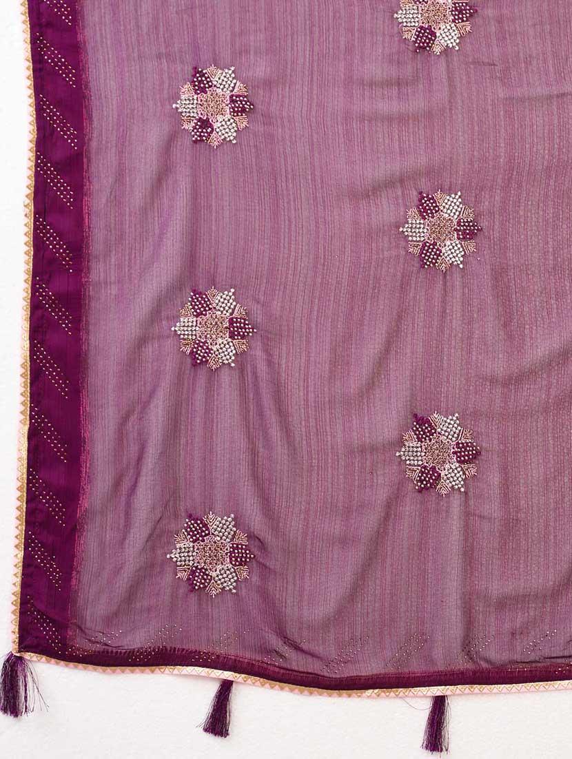 purple colored embellished saree - 20367475 - Standard Image - 5
