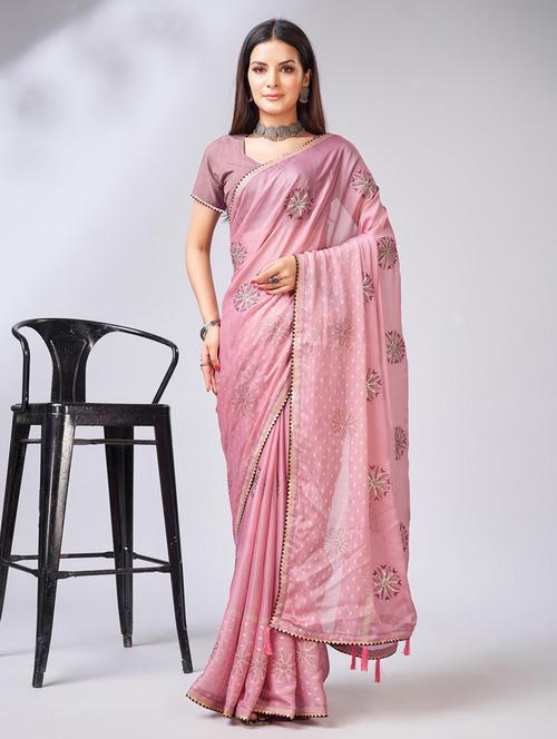mauve colored embellished  saree - 20367500 -  Standard Image - 0