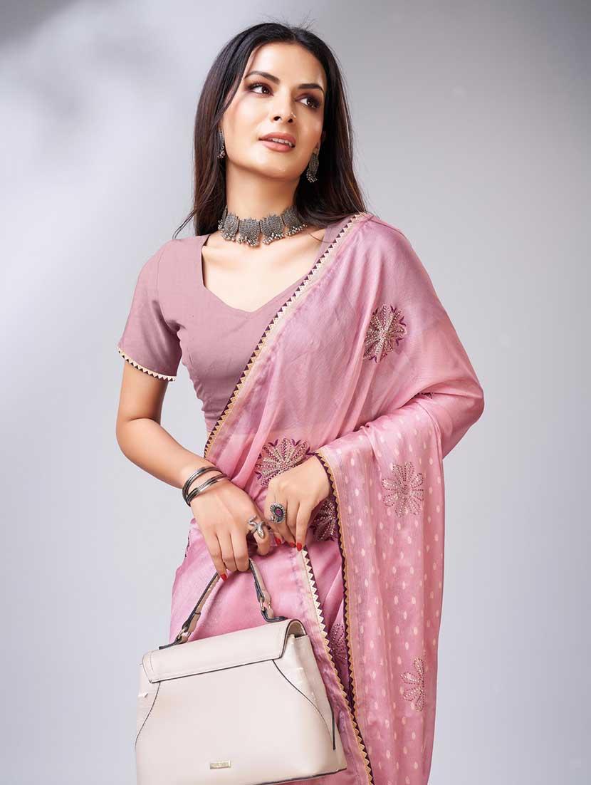 mauve colored embellished saree - 20367500 - Standard Image - 3