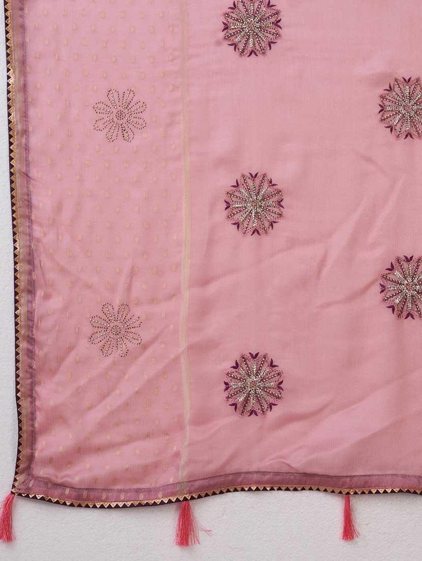 mauve colored embellished saree - 20367500 - Standard Image - 5