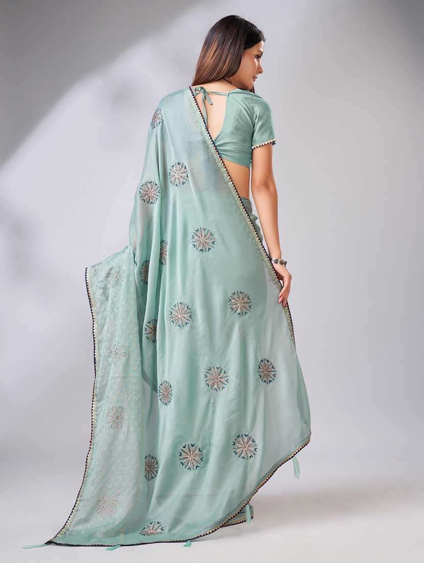 light blue colored embellished saree with blouse - 20367504 - Standard Image - 3