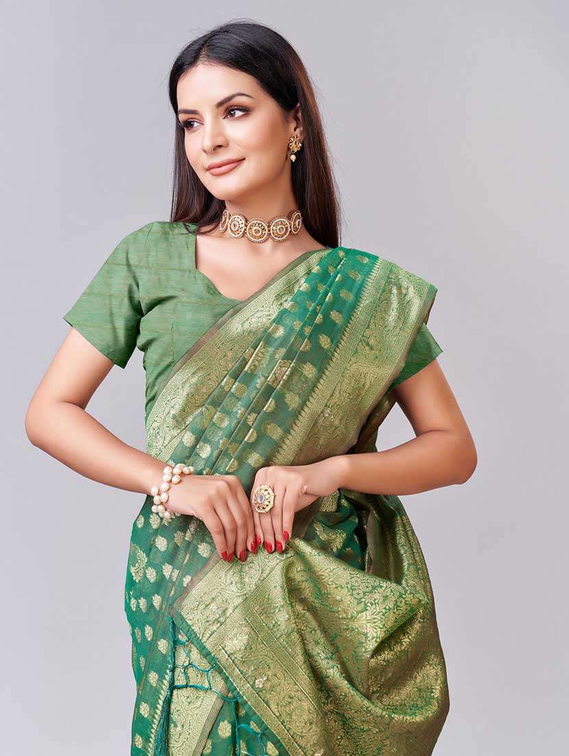 women's banarasi saree with blouse - 20367506 - Standard Image - 3
