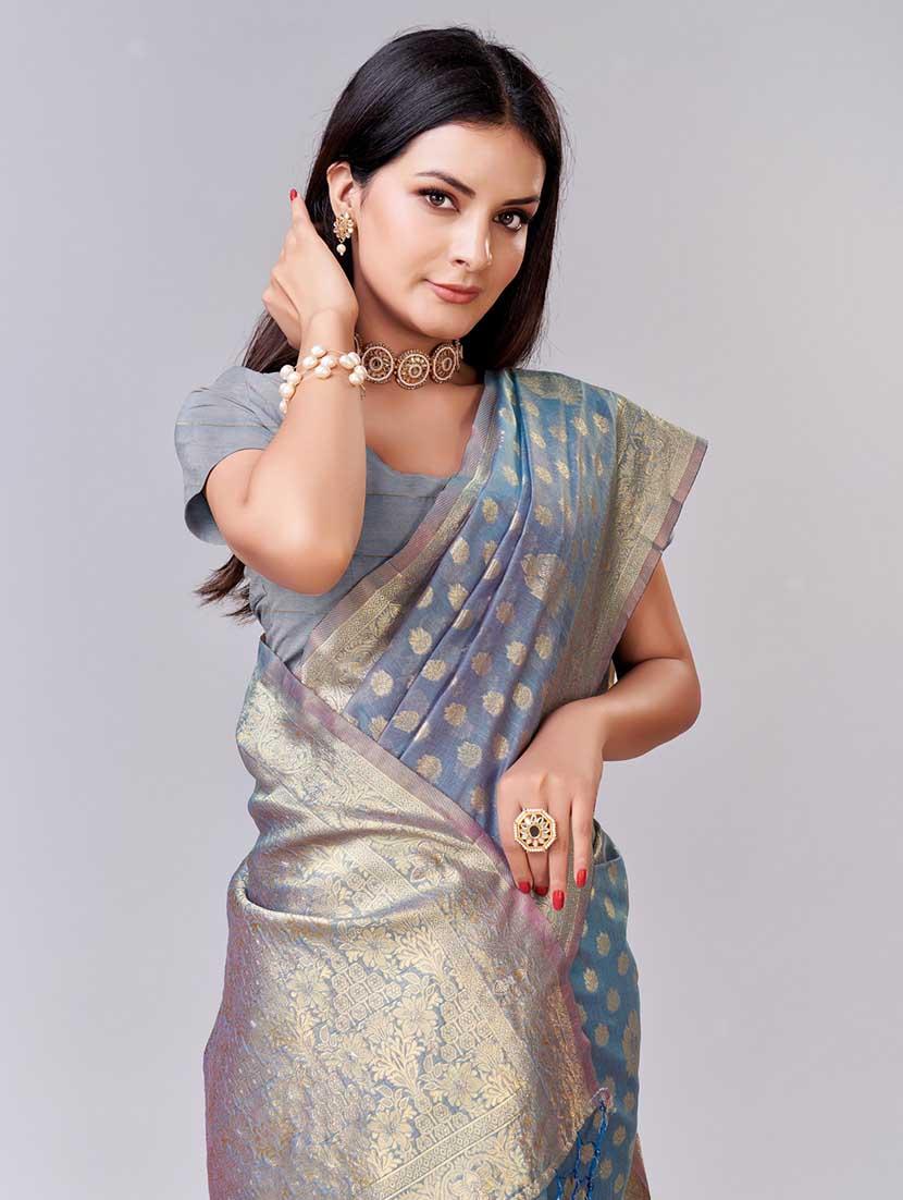 women's banarasi saree with blouse - 20367510 - Standard Image - 3