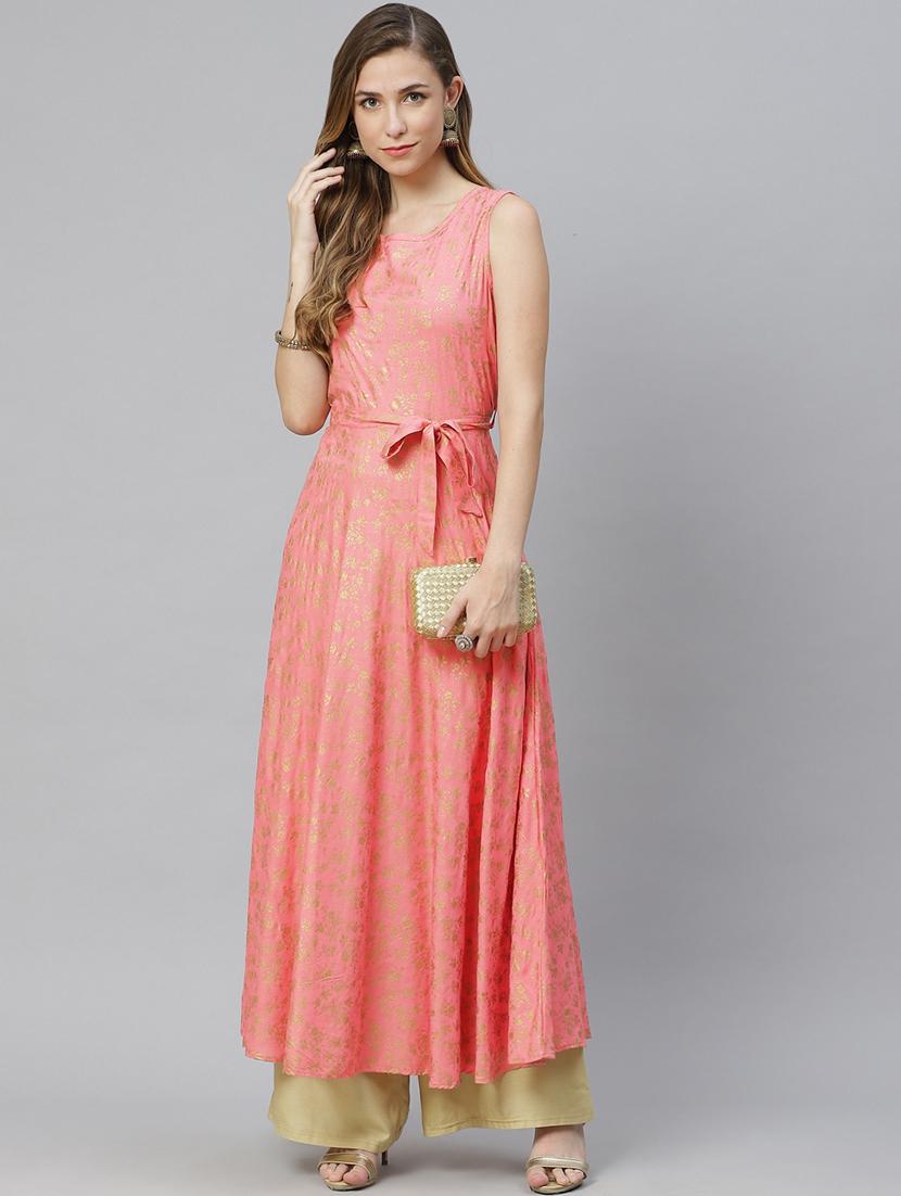 women foil printed flared kurta - 20367565 - Standard Image - 3