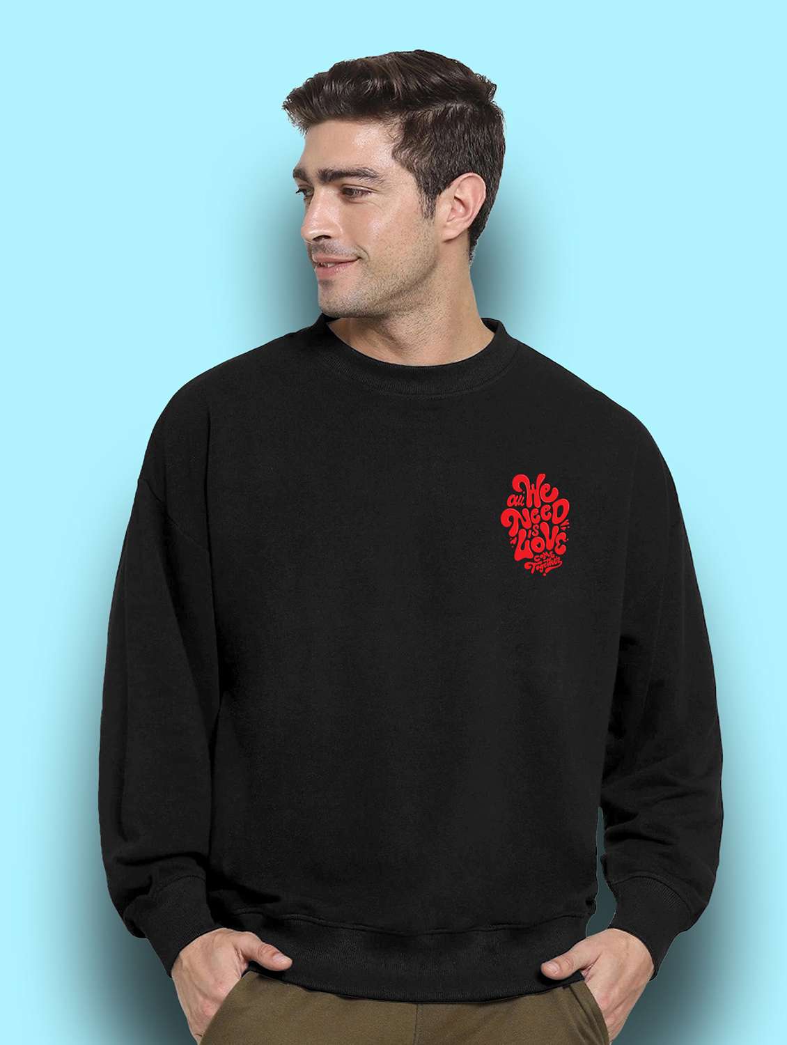 men long sleeves front & back print sweatshirt