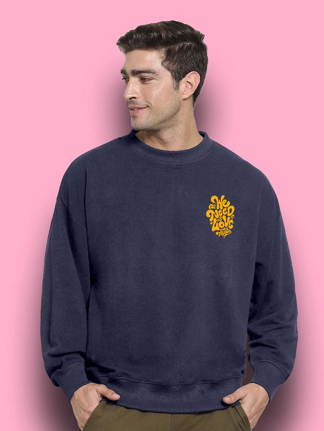 men long sleeves front & back print sweatshirt