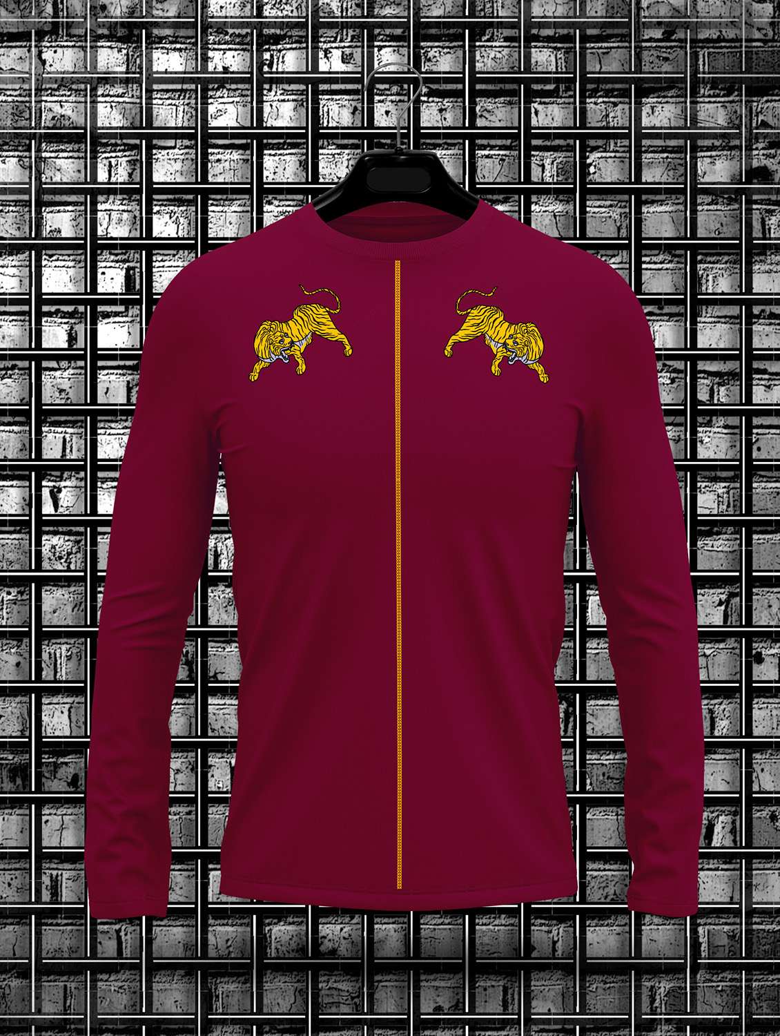 maroon cotton blend front print t-shirt