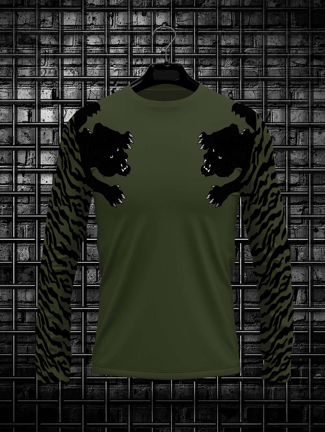 men round neck placement print t-shirt